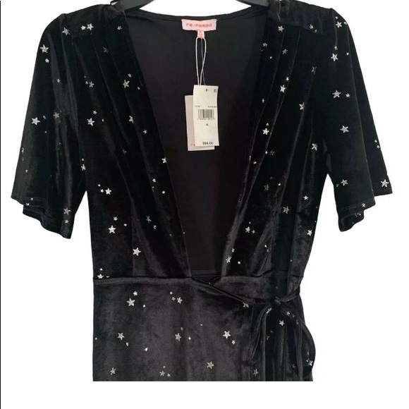 Re:Named velvet star print velvet wrap dress. M - Picture 4 of 9